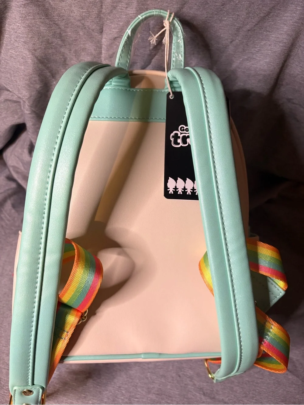 Loungefly Kids Trolls Rainbow Mini Backpack in Mint and Pastel